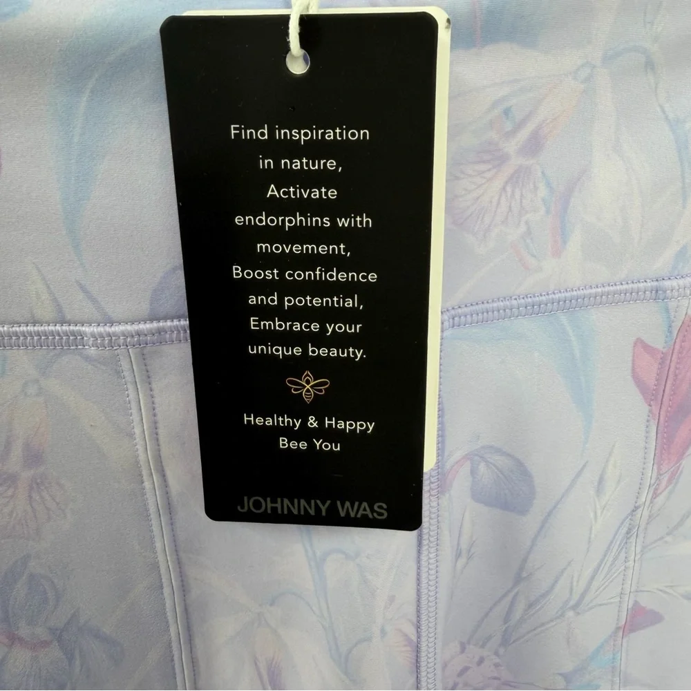 Johnny Was Active Floral Leggings XS‎ High Waist Bee Active Flare Slit Hem NWT